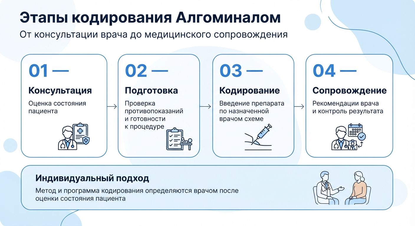 Кодирование препаратом «Алгоминал» в Ревде инфографика