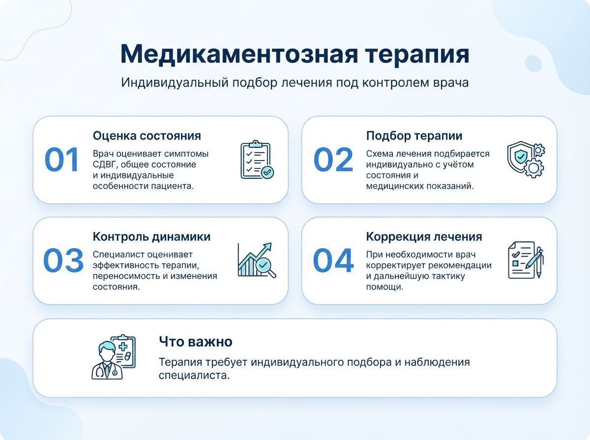 Лечение СДВГ в Ревде у детей и взрослыхинфографика